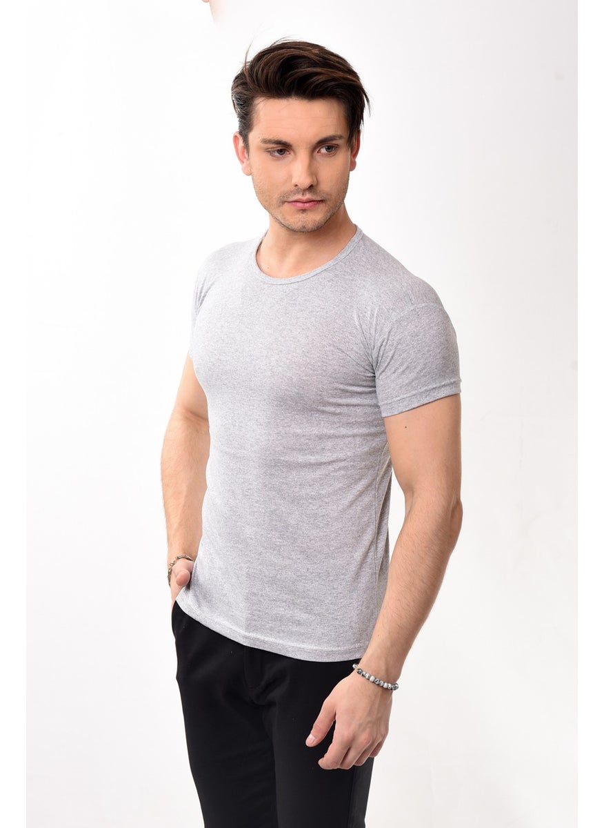 Men's Slim Fit Basic Crew Neck Short Sleeve T-Shirt Gray