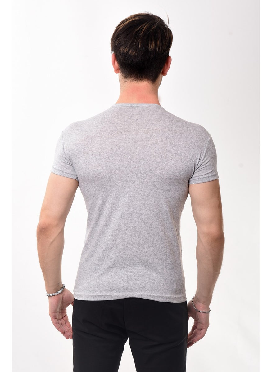 Men's Slim Fit Basic Crew Neck Short Sleeve T-Shirt Gray