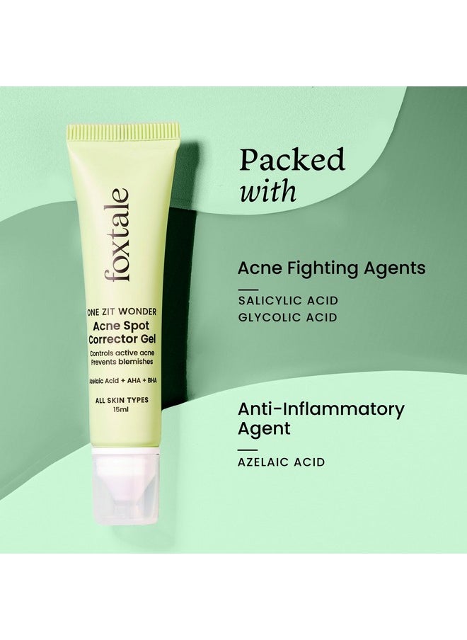 2% Salicylic Acid Acne Spot Corrector Gel, Reduces Pimples Overnight And Prevents Acne Scars, 2% Azelaic Acid & 3% Glycolic Acid, Men&Women -15Ml