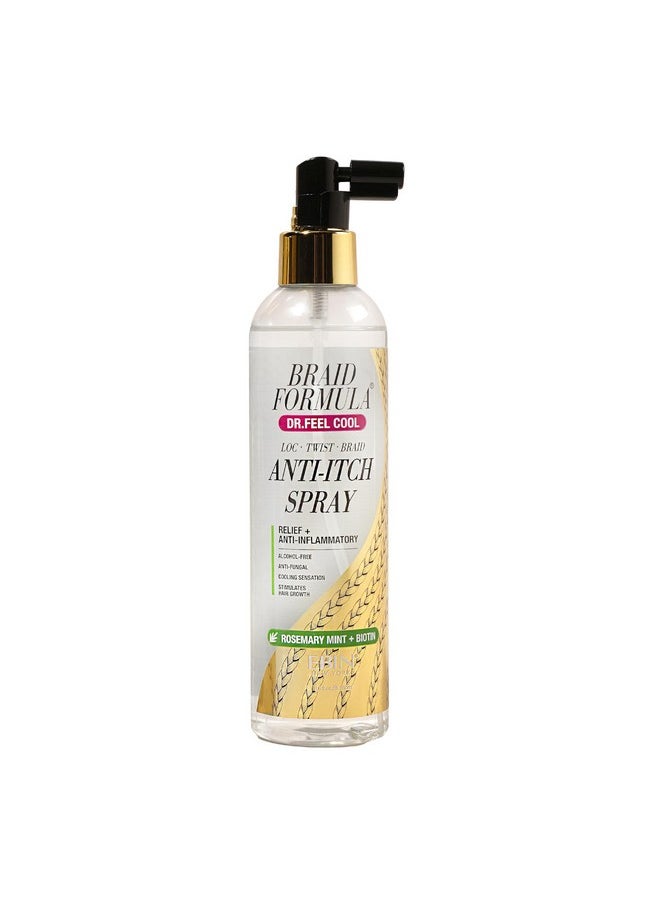 Braid Formula Dr. Feel Cool Anti-Itch Spray Rosemary Mint + Biotin 8.5Oz/ 250Ml - Moisturzies, Cleansing & Refreshing Braids, Locks, Twists