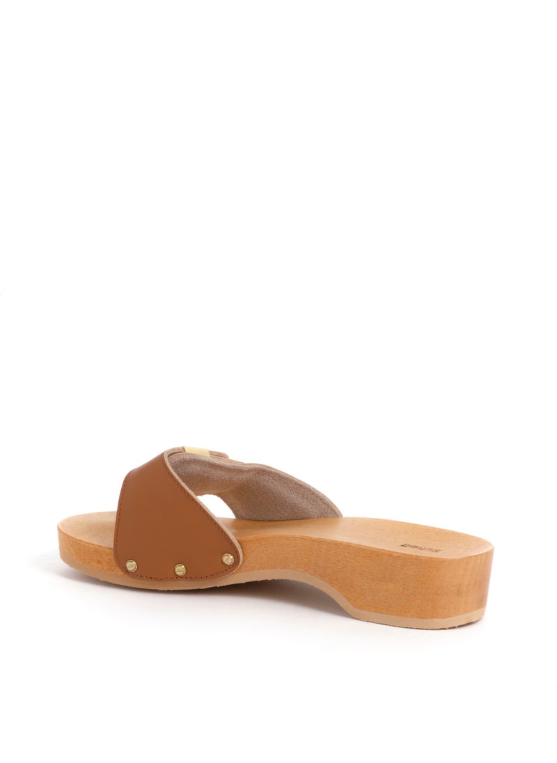 MULES COGNAC PESCURA HEEL