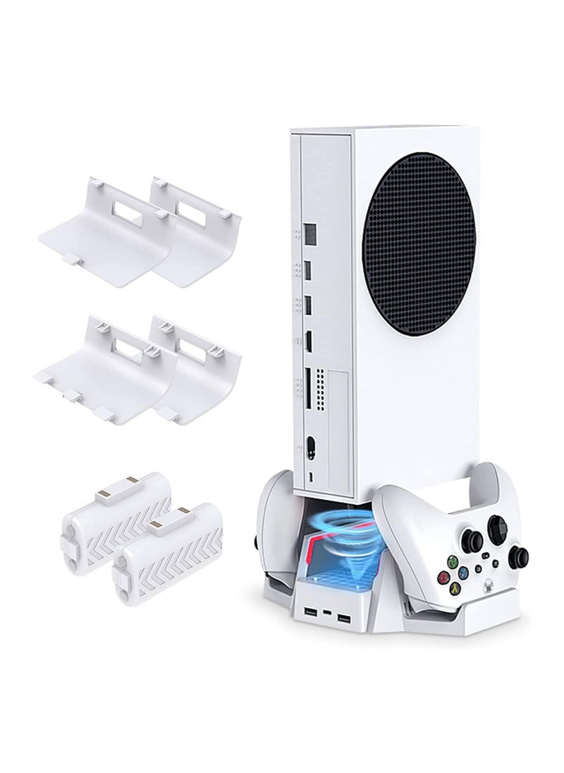 Cooling Stand for Xbox Series S, Vertical Cooling and Charging Stand, cooling station, Dual Controller USB Ports 2 x 800mAh Rechargeable Batteries for XSX|S/One S/One X/One cooling system coolingfan