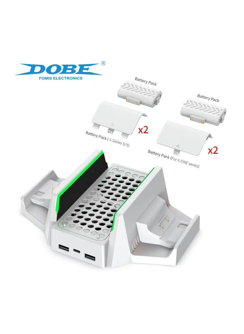 Cooling Stand for Xbox Series S, Vertical Cooling and Charging Stand, cooling station, Dual Controller USB Ports 2 x 800mAh Rechargeable Batteries for XSX|S/One S/One X/One cooling system coolingfan