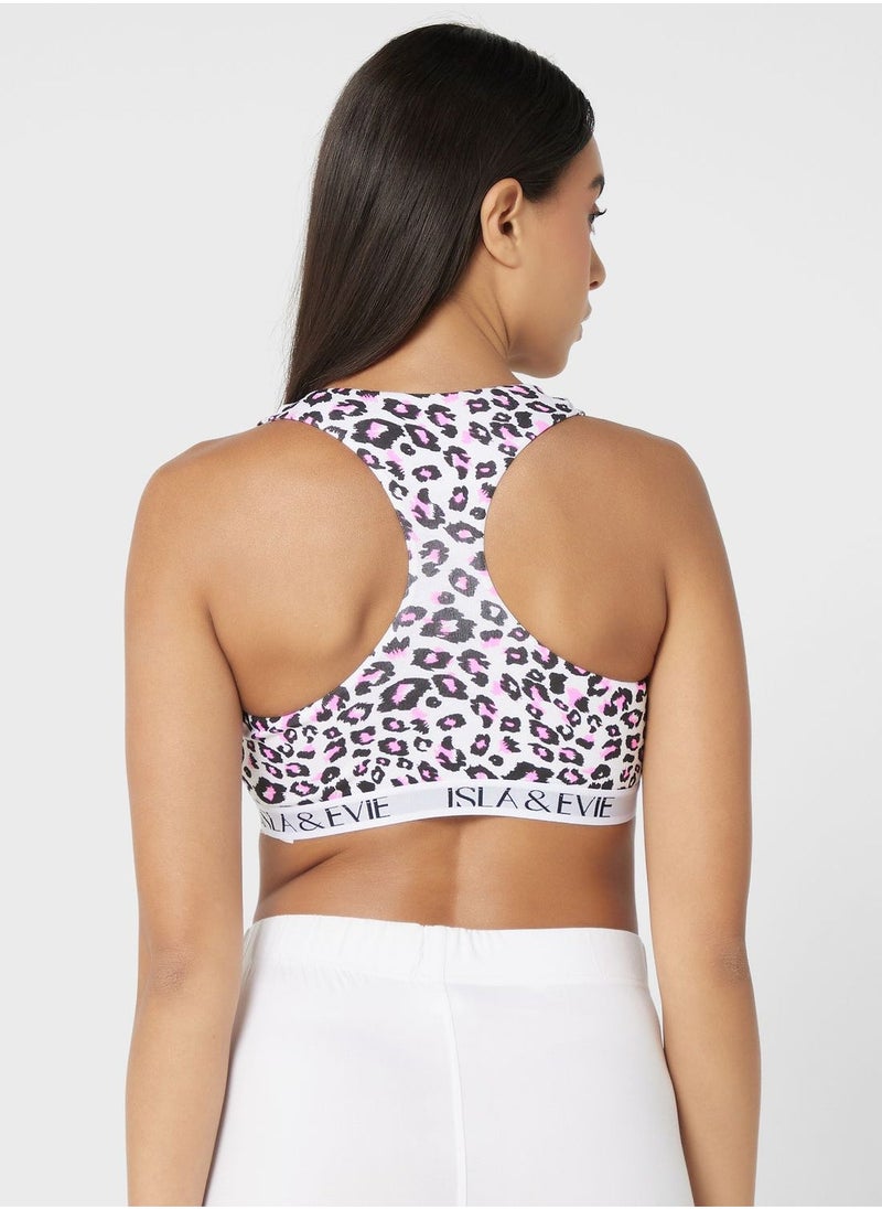 Logo Printed Sport Bra