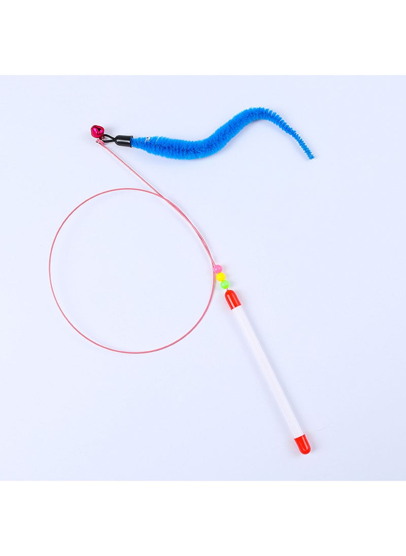 Cat Toy Cat Tease Stick Self-hi with Bell Handheld Long Rod Bucket Cat Artifact Steel Wire Feather Cat Tease Stick