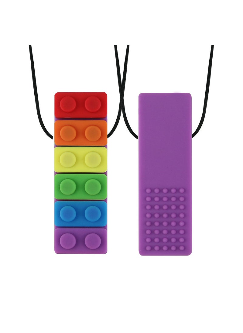 Baby Food-Grade Silicone Rainbow Teething Blocks Rainbow-purple