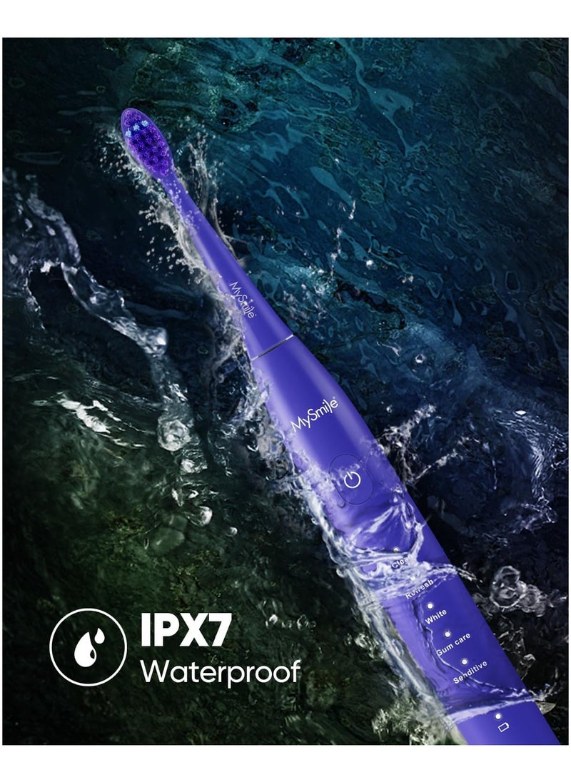 MySmile DY156 Electric Toothbrush for Adults, Rechargeable Sonic Battery Toothbrush Portable with 3 Brush Heads