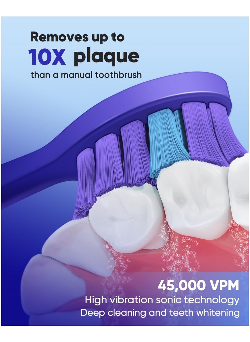 MySmile DY156 Electric Toothbrush for Adults, Rechargeable Sonic Battery Toothbrush Portable with 3 Brush Heads