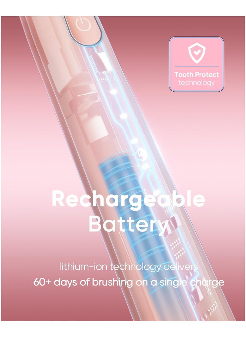MySmile DY156 Electric Toothbrush for Adults, Rechargeable Sonic Battery Toothbrush Portable with 3 Brush Heads