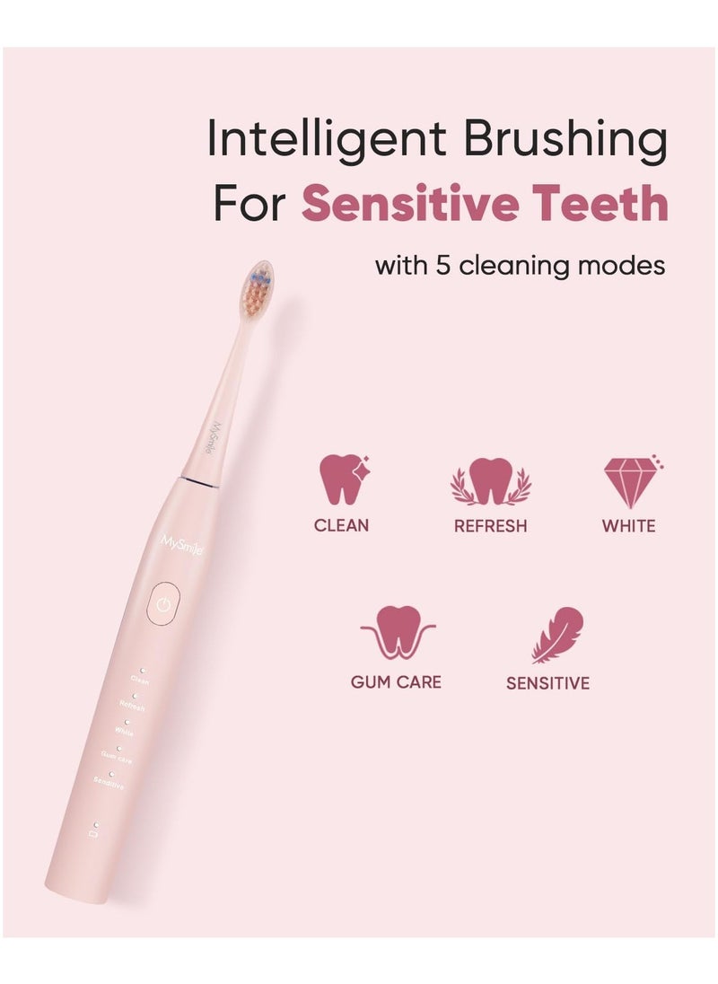 MySmile DY156 Electric Toothbrush for Adults, Rechargeable Sonic Battery Toothbrush Portable with 3 Brush Heads
