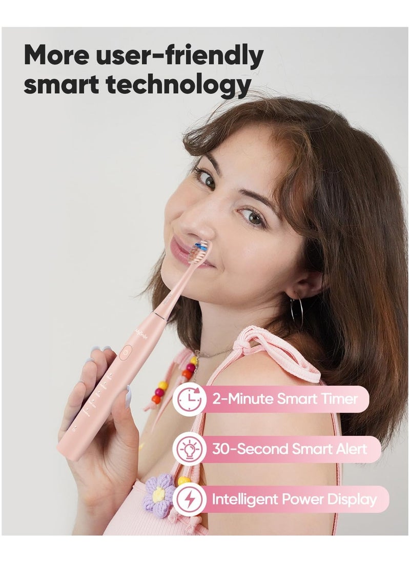 MySmile DY156 Electric Toothbrush for Adults, Rechargeable Sonic Battery Toothbrush Portable with 3 Brush Heads