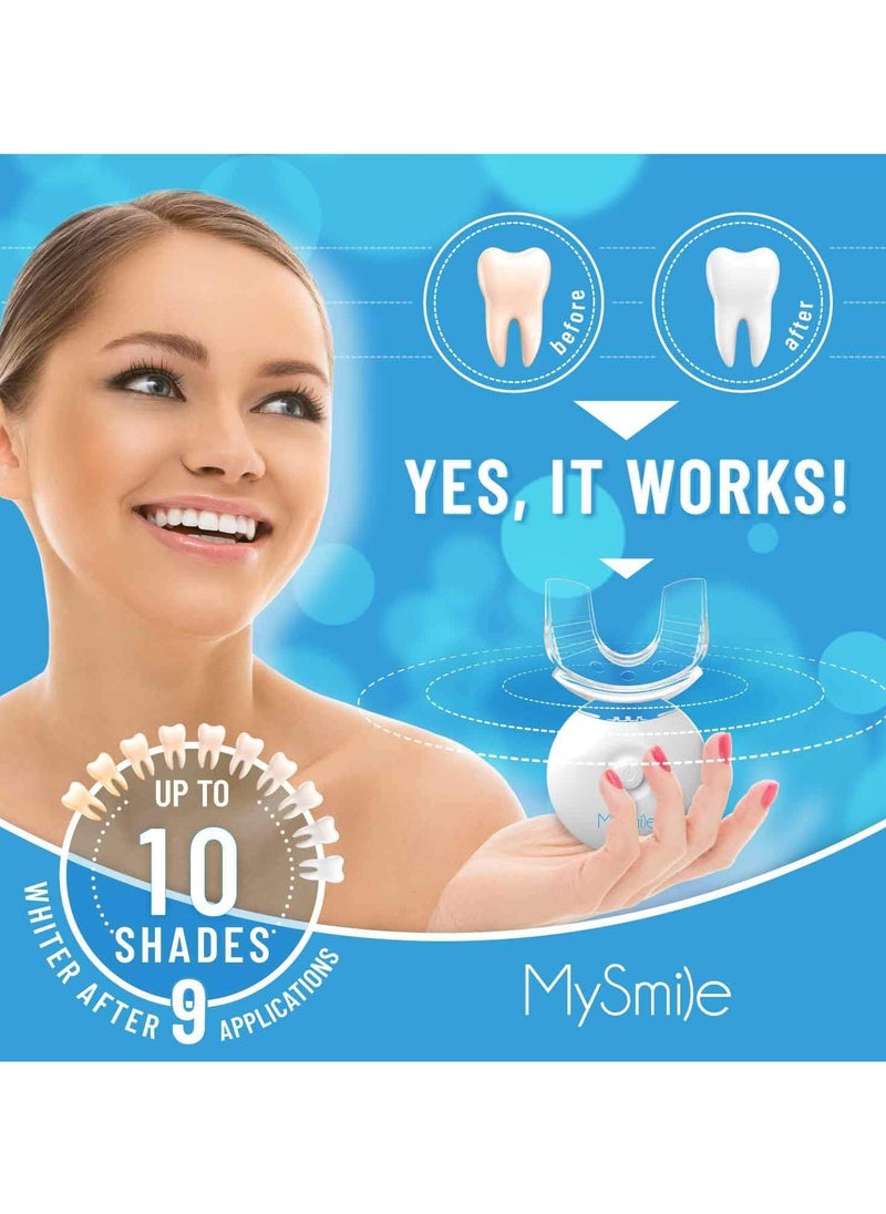 MySmile Teeth Whitening Kit with LED Light, 10 Min Non-Sensitive Fast Teeth Whitener with 3 Carbamide Peroxide Teeth Whitening Gel, Helps to Remove Stains from Coffee, Wines, Soda, Food