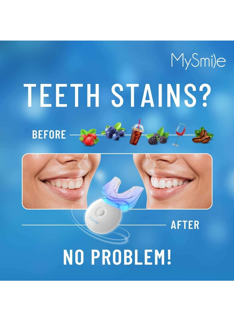 MySmile Teeth Whitening Kit with LED Light, 10 Min Non-Sensitive Fast Teeth Whitener with 3 Carbamide Peroxide Teeth Whitening Gel, Helps to Remove Stains from Coffee, Wines, Soda, Food