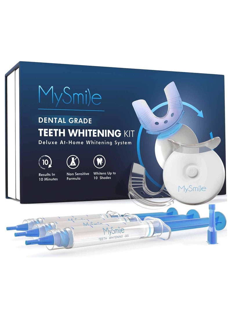 MySmile Teeth Whitening Kit with LED Light, 10 Min Non-Sensitive Fast Teeth Whitener with 3 Carbamide Peroxide Teeth Whitening Gel, Helps to Remove Stains from Coffee, Wines, Soda, Food