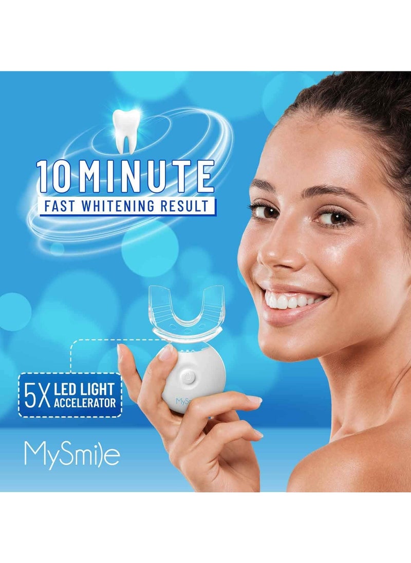 MySmile Teeth Whitening Kit with LED Light, 10 Min Non-Sensitive Fast Teeth Whitener with 3 Carbamide Peroxide Teeth Whitening Gel, Helps to Remove Stains from Coffee, Wines, Soda, Food