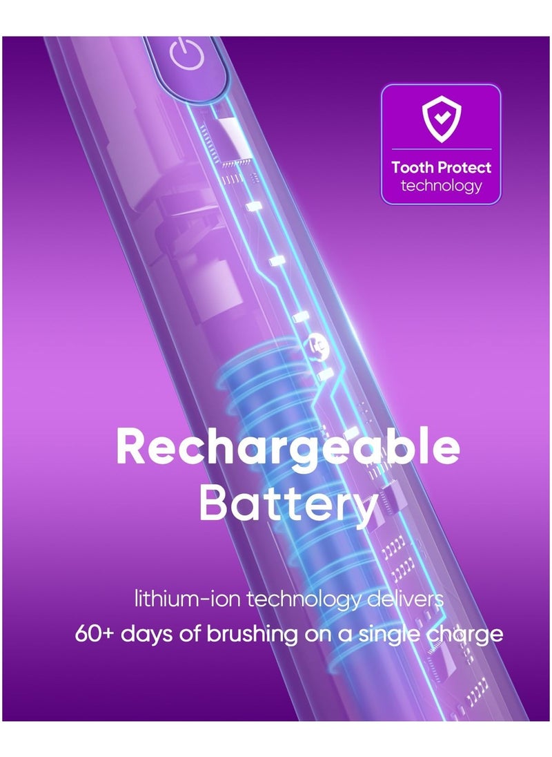 MySmile DY156 Electric Toothbrush for Adults, Rechargeable Sonic Battery Toothbrush Portable with 3 Brush Heads