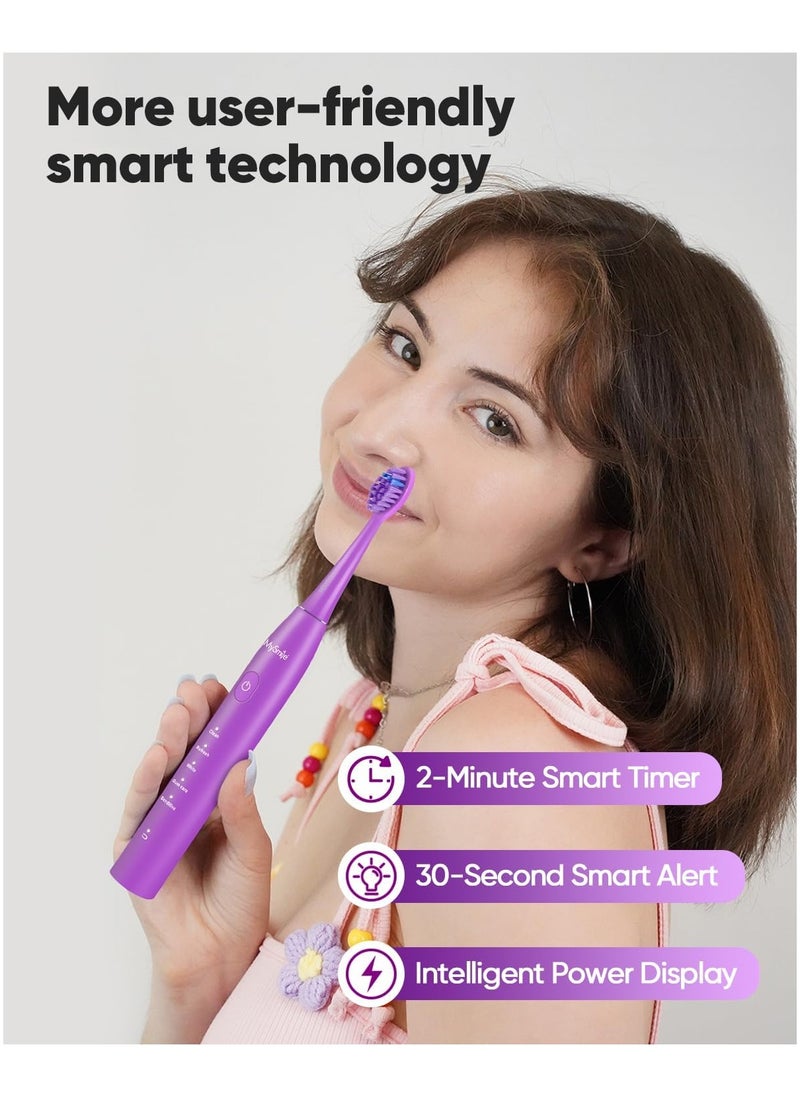 MySmile DY156 Electric Toothbrush for Adults, Rechargeable Sonic Battery Toothbrush Portable with 3 Brush Heads