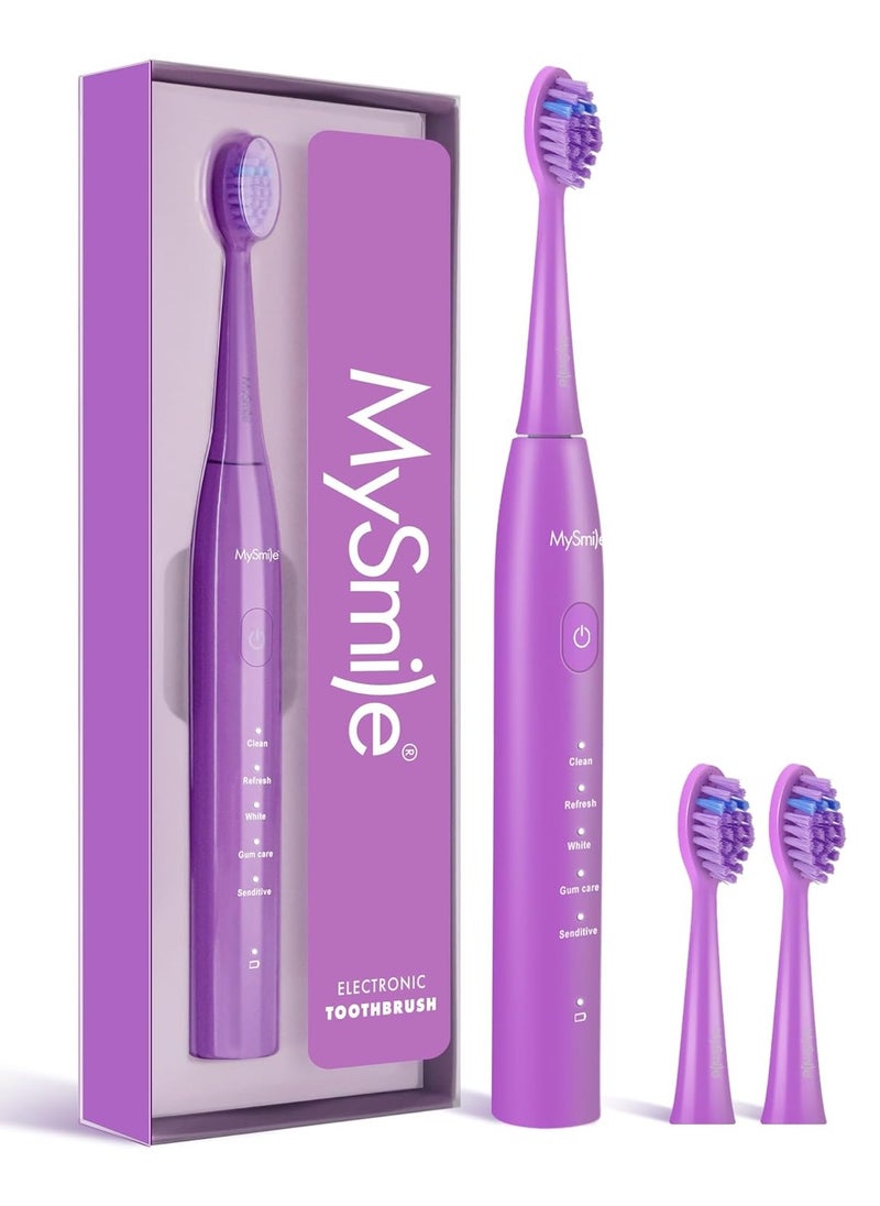 MySmile DY156 Electric Toothbrush for Adults, Rechargeable Sonic Battery Toothbrush Portable with 3 Brush Heads