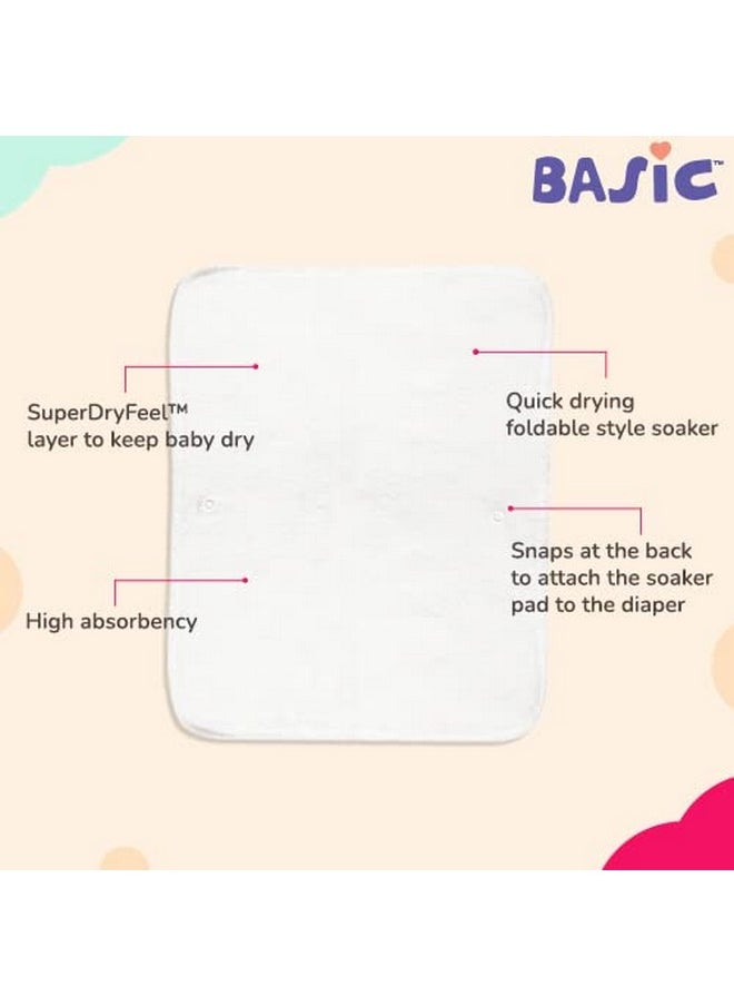 Basic Quick Dry Pads Insert | Diaper Liner For Adjustable Cloth Diaper,Washable & Reusable (Compatible With Basic Diapers) |Freesize Cloth Diaper-Unisex Baby,Pack Of 3