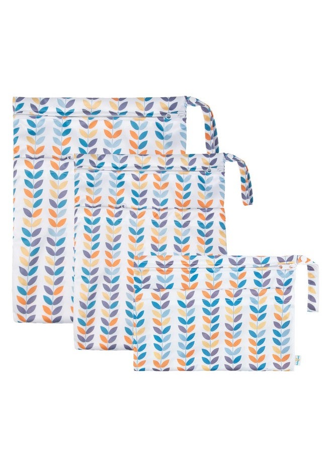 Wet Dry Bags For Baby Cloth Diapers, Washable Travel Bags, Beach, Pool, Gym Bag For Swimsuits & Wet Clothes With Two Zippered Pockets 3 Pack(S,M,L), 3Sml03