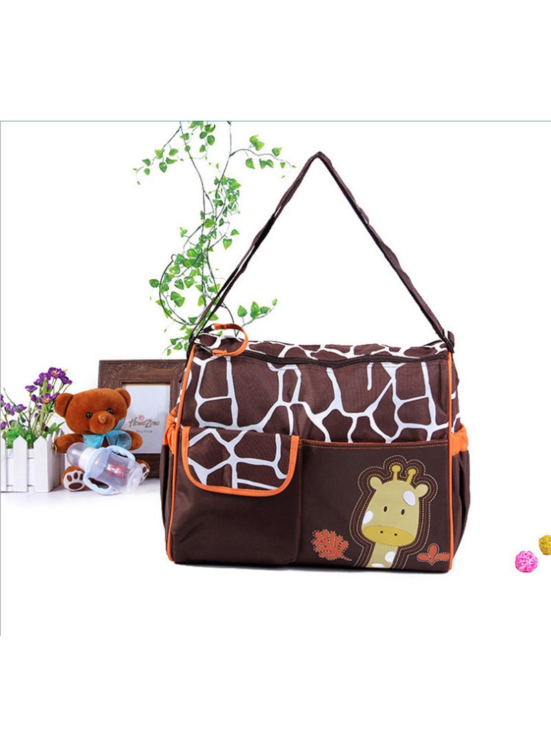 Fashion Cartoon Giraffe Diaper Bag Large Capacity Orange