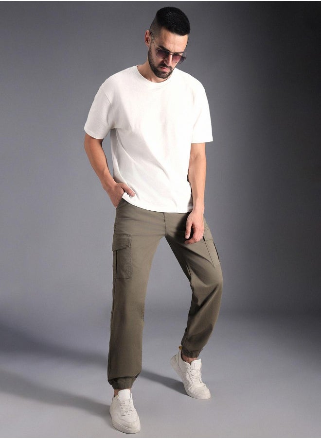 Men Light Olive Trousers