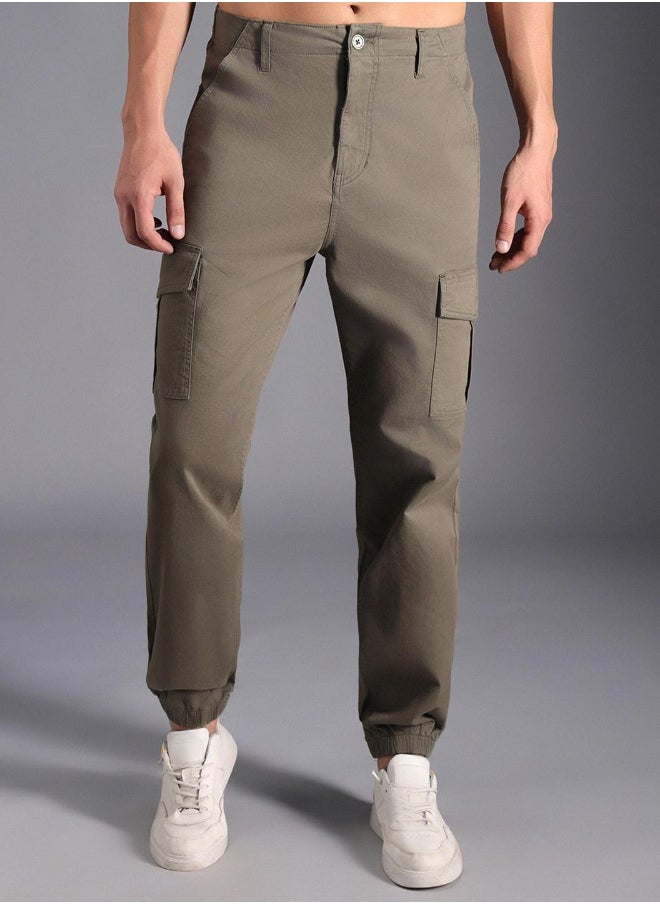 Men Light Olive Trousers