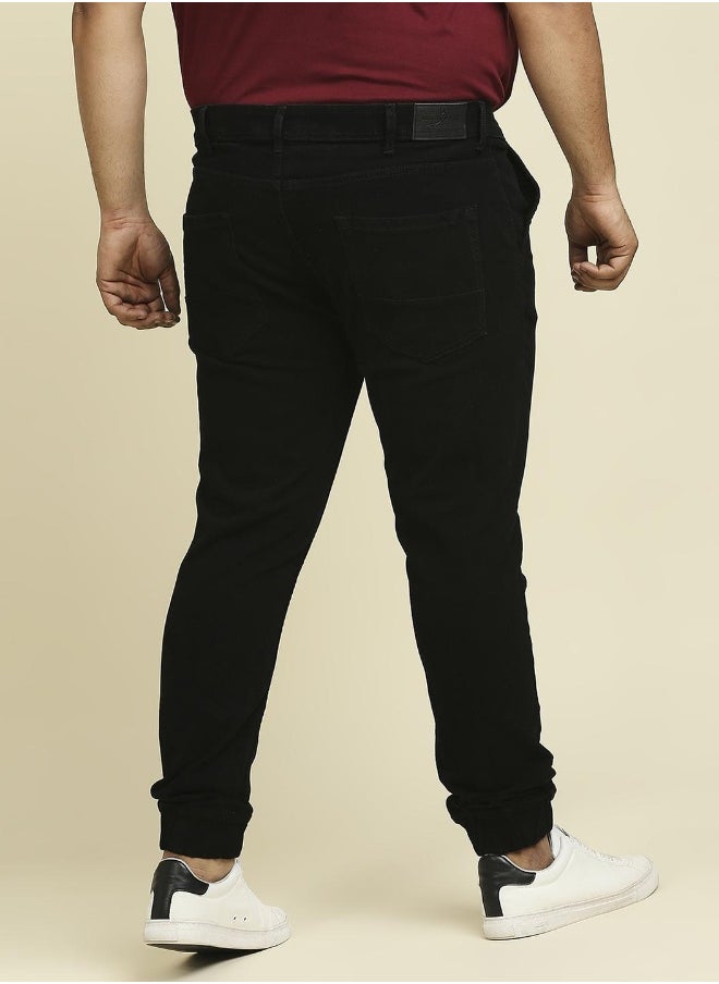 Men Black Slim Fit Slash Knee Stretchable Jeans