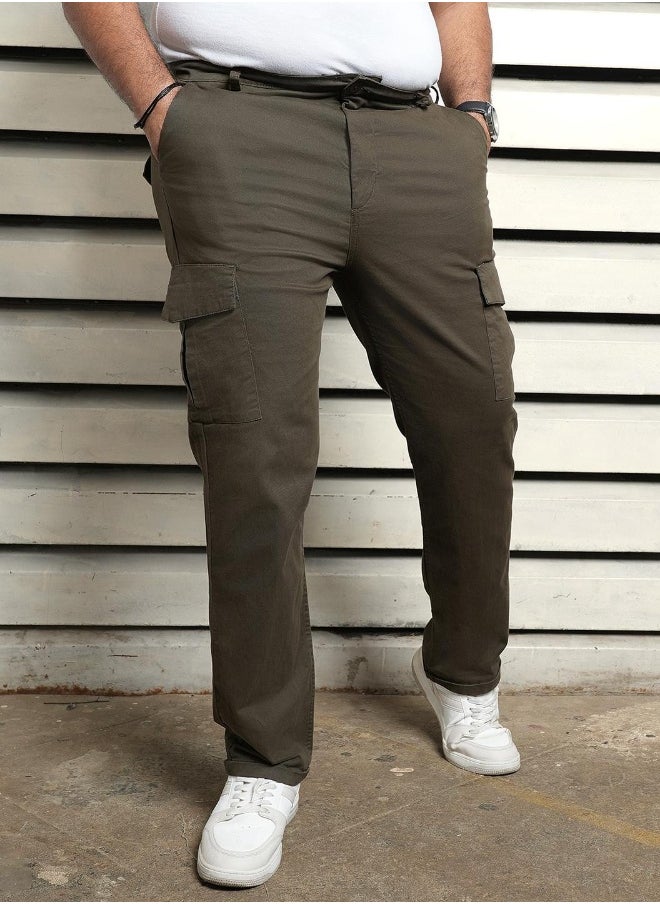 Men Dark Olive Trousers