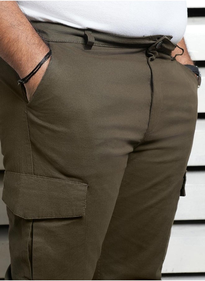 Men Dark Olive Trousers