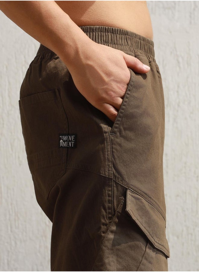 Men Dark Olive Trousers