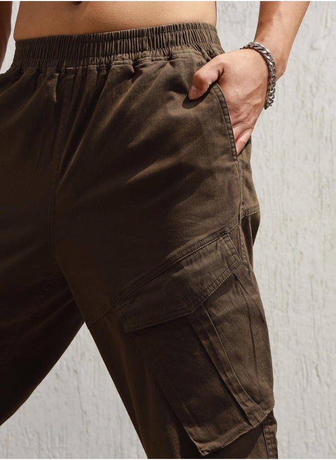 Men Dark Olive Trousers