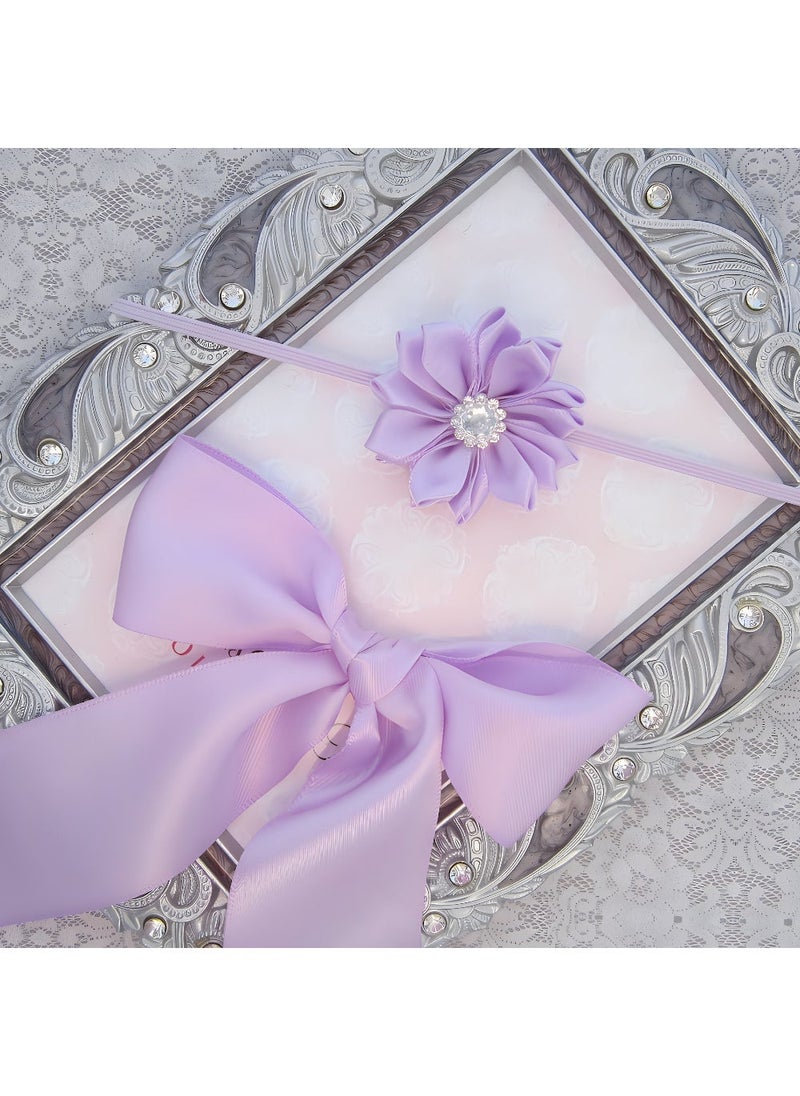 Newborn Photography Clothing Bow Lace Photography Clothes Photography Hair Belt Two-piece Set Light purple