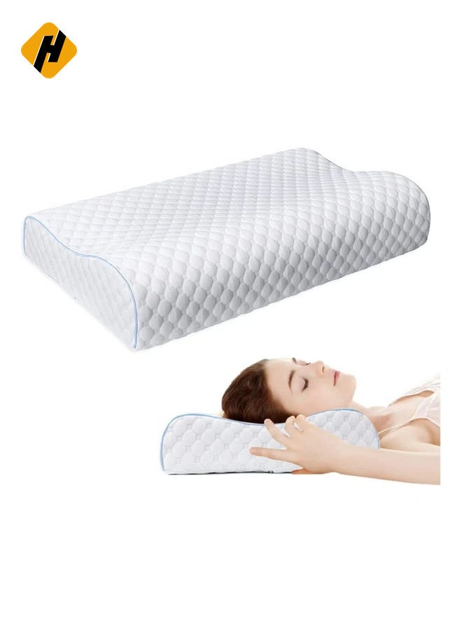 Pillow, Memory Foam, Cervical Pillow for Neck Pain Relief, Ergonomic Design with Washable Zipper Cover