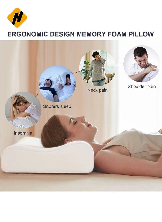 Bed Pillow with 2 Adjustable Height, 61x35.6x11.9cm, Ergonomically Designed Contour Sleeping Pillows with Washable Pillow Cover for Side Sleepers