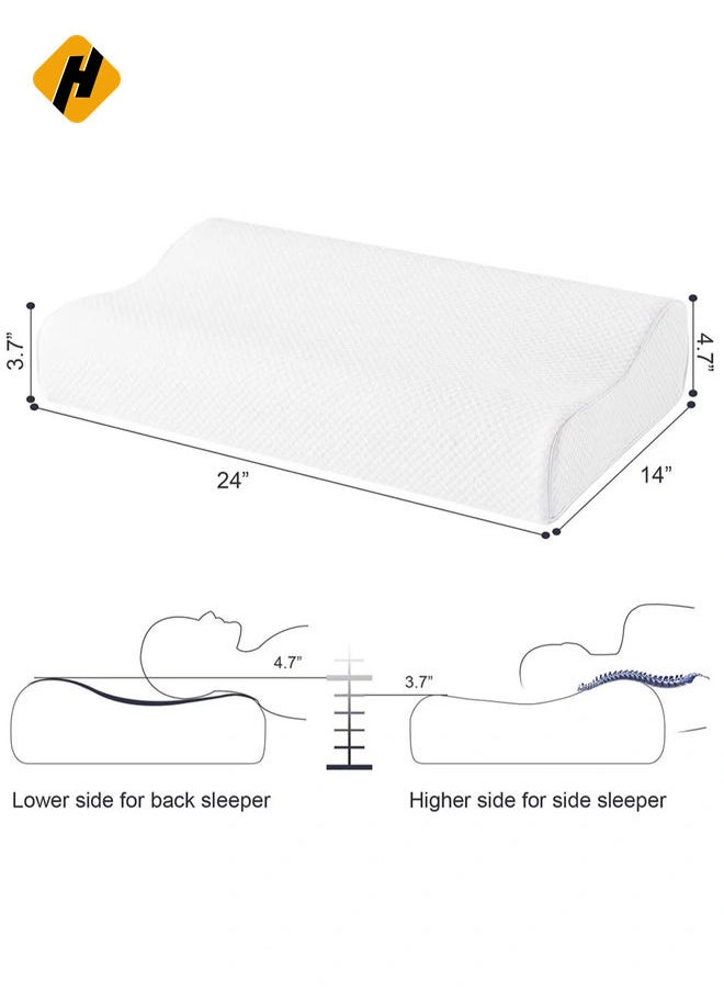 Bed Pillow with 2 Adjustable Height, 61x35.6x11.9cm, Ergonomically Designed Contour Sleeping Pillows with Washable Pillow Cover for Side Sleepers