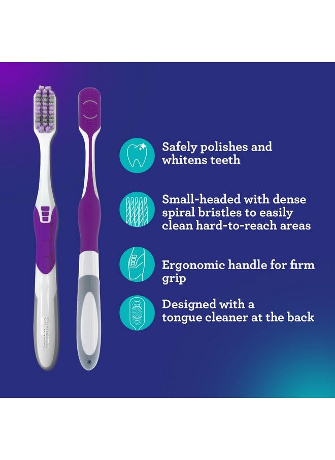 Whitening Toothbrush With Flossing Spiral Bristles & Rubberized Ergonomic Handle For Non-Slip Grip, Helps In Teeth Whitening & Polishing - 1 Ct