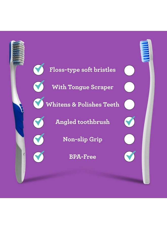 Whitening Toothbrush With Flossing Spiral Bristles & Rubberized Ergonomic Handle For Non-Slip Grip, Helps In Teeth Whitening & Polishing - 1 Ct