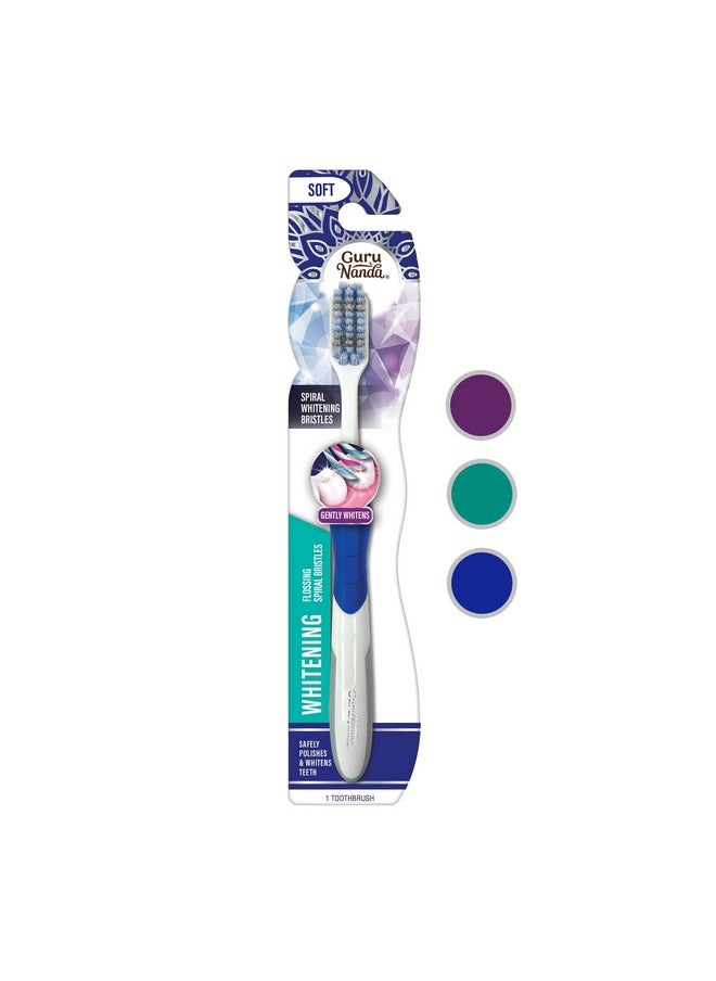 Whitening Toothbrush With Flossing Spiral Bristles & Rubberized Ergonomic Handle For Non-Slip Grip, Helps In Teeth Whitening & Polishing - 1 Ct