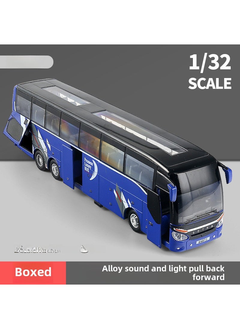 1 x 5 pcs Busolin Alloy Bus Model Toy with Sound and Light Blue