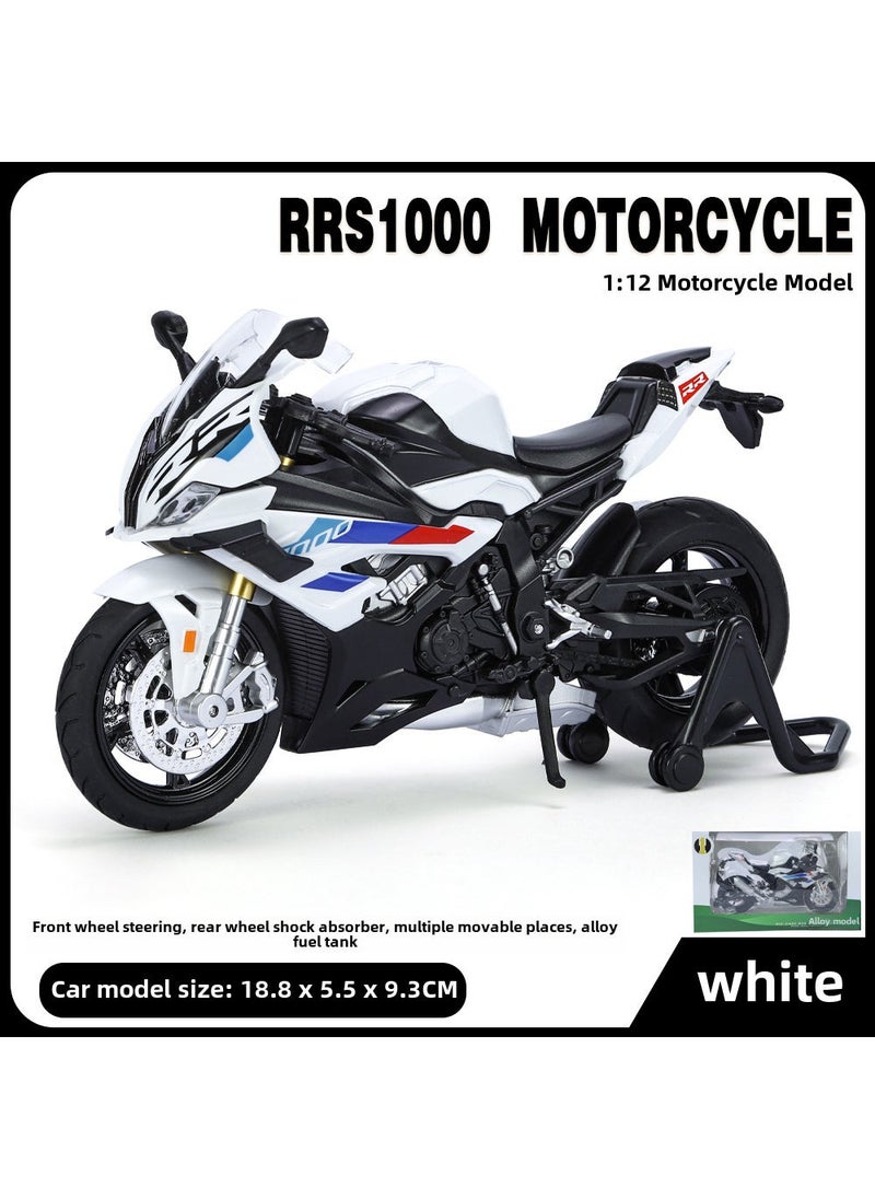 1:12 Scale BMW RRS1000 Alloy Motorcycle Model Toy White