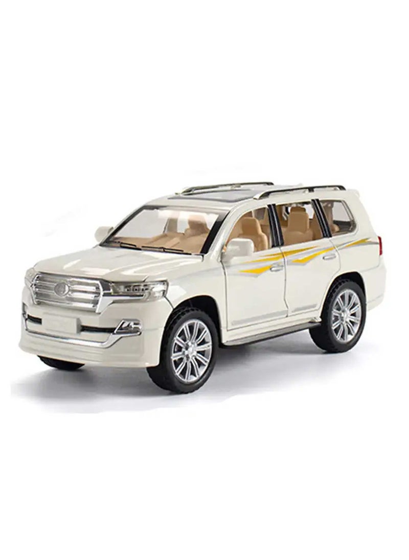 1:24 Scale Land Cruiser Model Car Toy, Alloy Diecast 6 Doors Openable Vehicle with Light Sound, Pullback Off-road Vintage Car