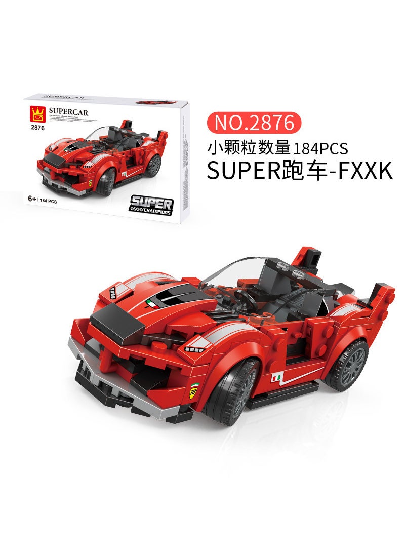 1 x 5 pcs Wange 2870-2883 Sports Car Building Blocks DIY Model Toy for Boys 2876:S76 Super run 184pcs