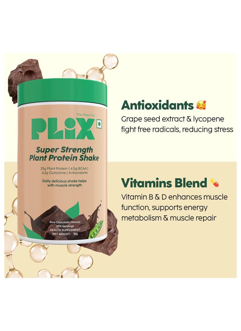 PLIX - THE PLANT FIX Strength Vegan Plant Protein Powder - 1 KG (Chocolate) Pea Protein