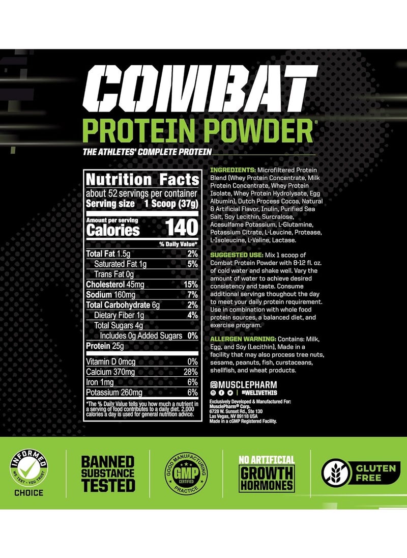 Musclepharm, Combat Protein Powder, 25g Protein, 4.1Lbs, Chocolate Milk, 52 Servings