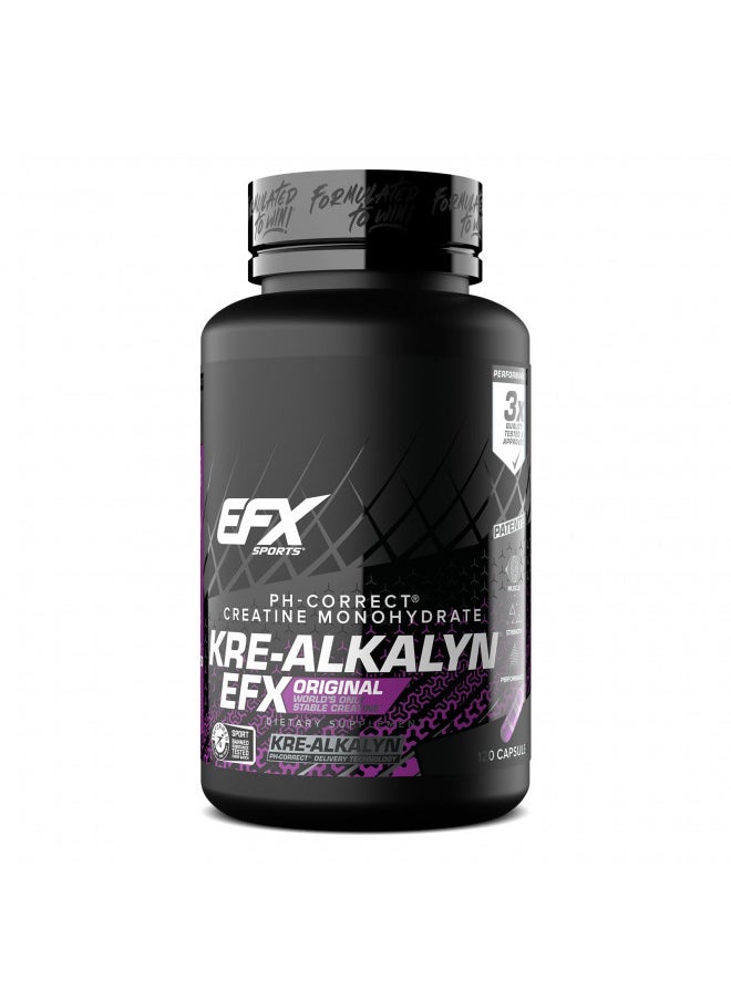 EFX Sports Kre-Alkalyn EFX | pH Correct Creatine Monohydrate Pill Supplement | Strength, Muscle Growth & Performance | 60 servings, 120 Capsules