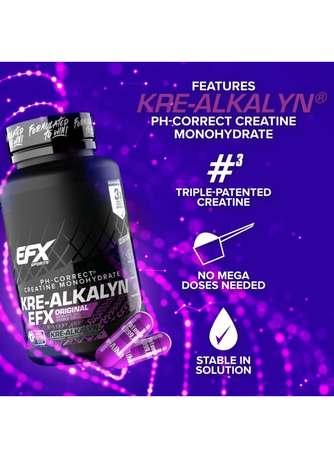 EFX Sports Kre-Alkalyn EFX | pH Correct Creatine Monohydrate Pill Supplement | Strength, Muscle Growth & Performance | 60 servings, 120 Capsules