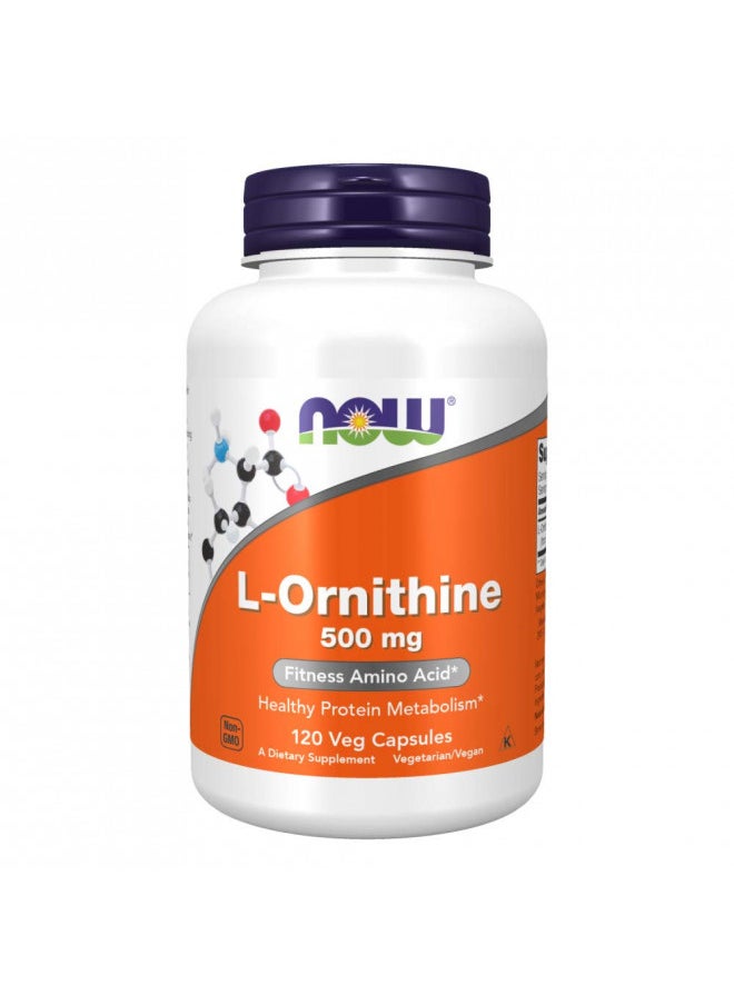 NOW Supplements, L-Ornithine (L-Ornithine Hydrochloride) 500 mg, Amino Acid, 120 Veg Capsules