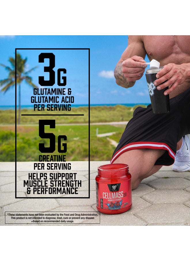 BSN CELLMASS 2.0 Post Workout Recovery with BCAA, Creatine, & Glutamine - Keto Friendly - Arctic Berry, (25 Servings) (1048058)