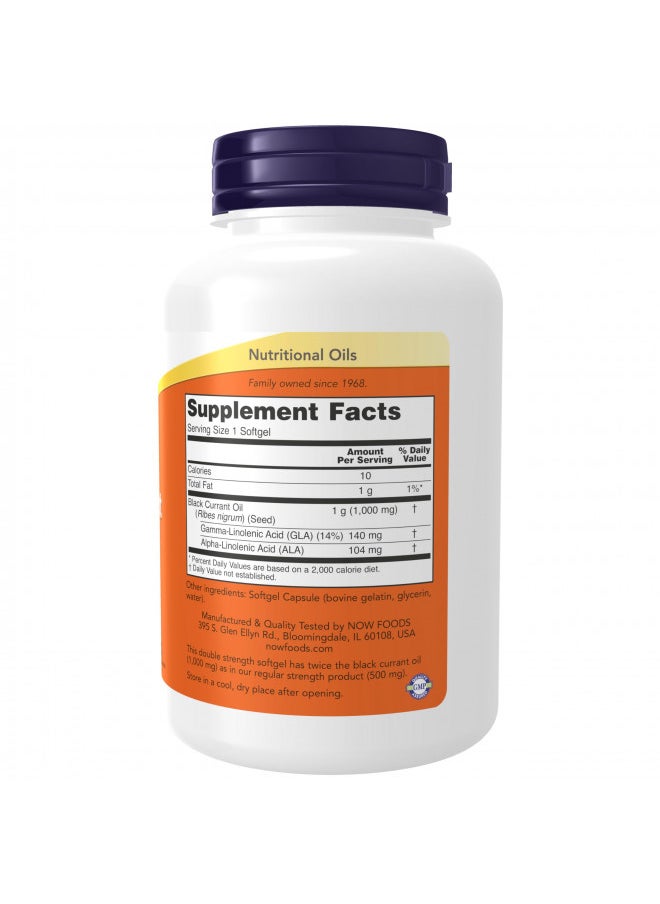 Now Foods Double Strength Black Currant Oil Dietary Supplement, 1000 mg, 100 Softgels